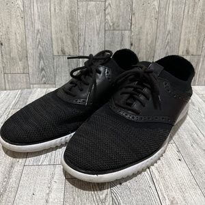 Cole Haan 2 zero grand black knit comfortable lace up shoes size 8.5
